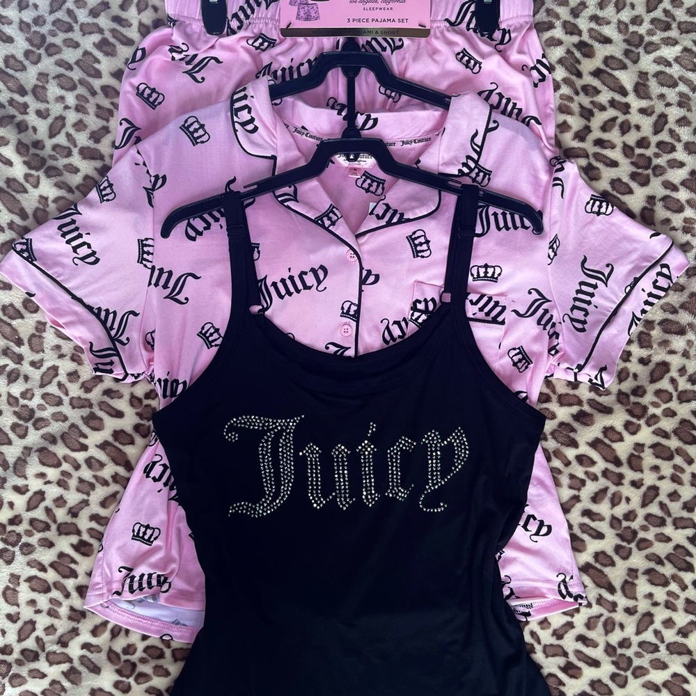 SOLD! Juicy Couture Pink Rhinestone Crown Emblem Pajama Set